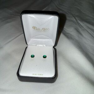 Belk Emerald 6mm 10k Gold Gemstone Earrings CTW 1.5 NWT